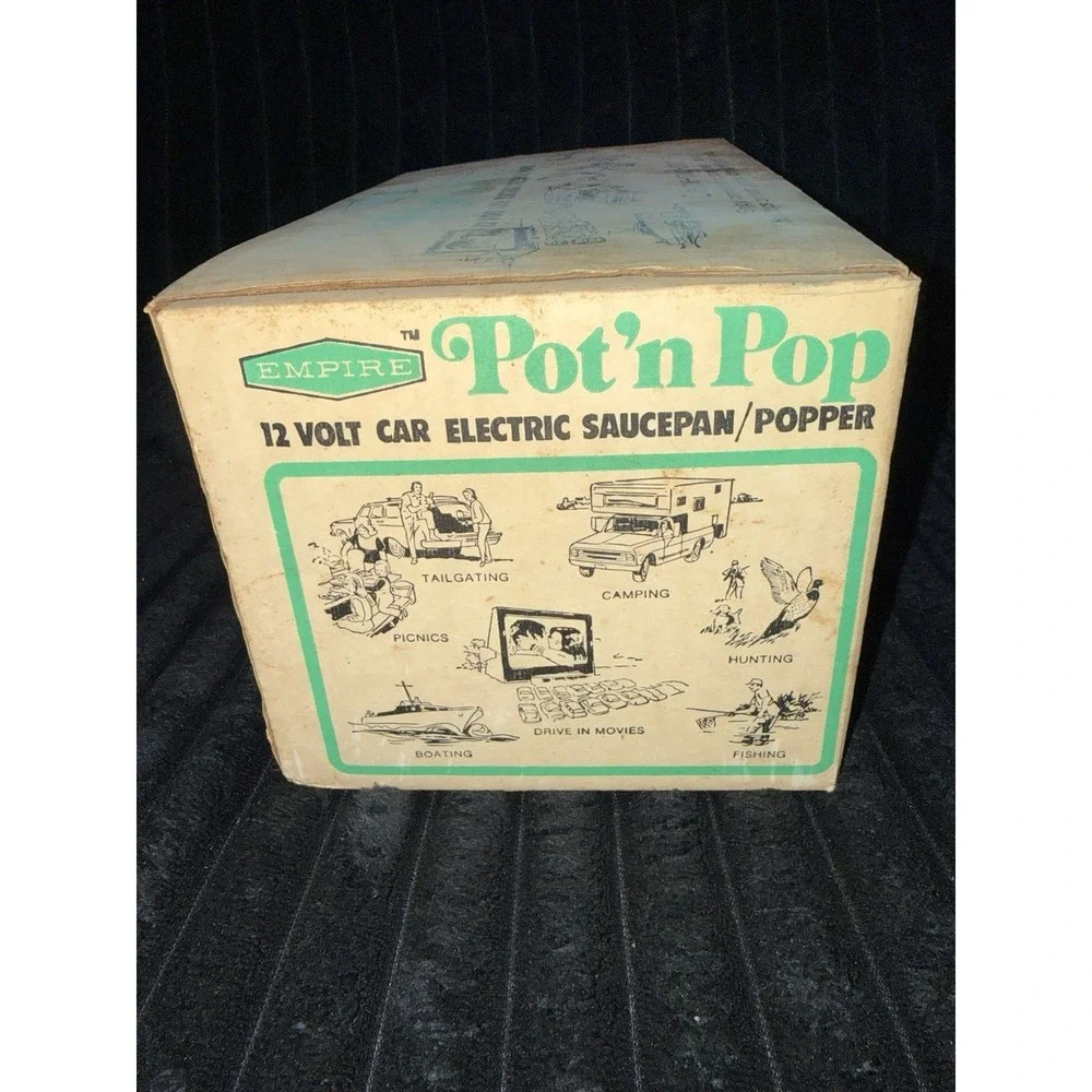 Vintage Travel-Mates Pot 'n Pop 12V Electric Saucepan‎ Popcorn Maker Empire 70s